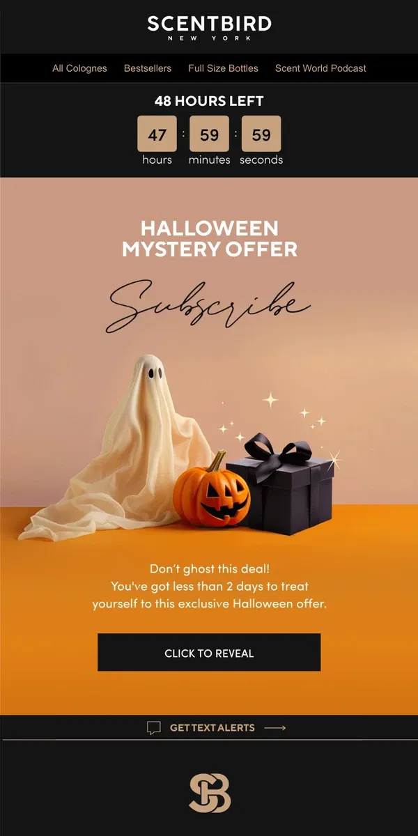 Email from Scentbird. 48 Hours to treat yourself! 🎃