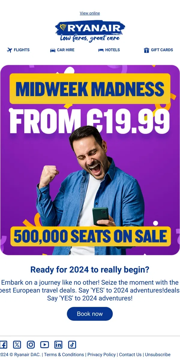 Email from Ryanair. Cheap travel thrills