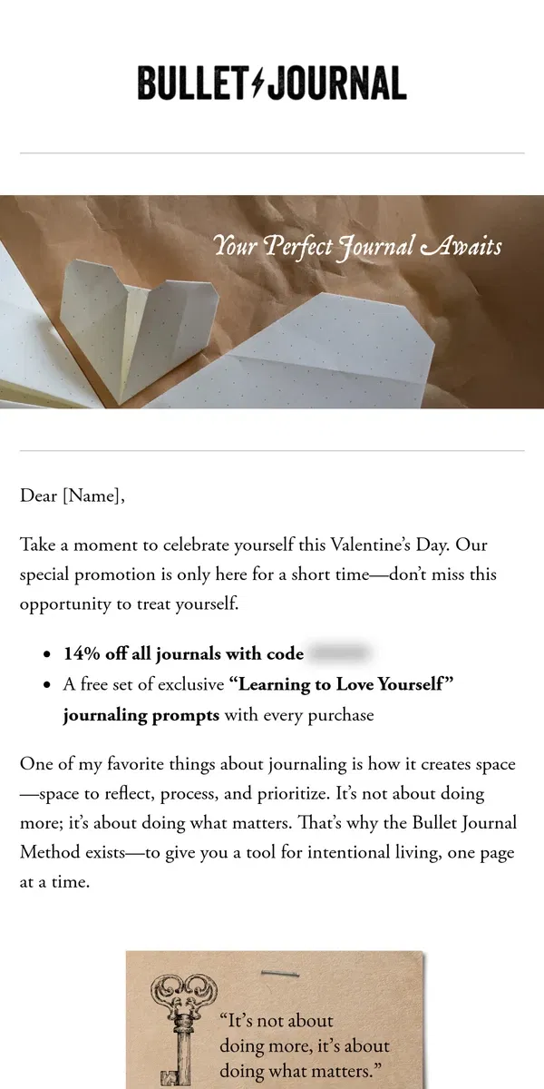 Email from Bullet Journal. Don’t Miss Out: 14% Off Ends Soon!