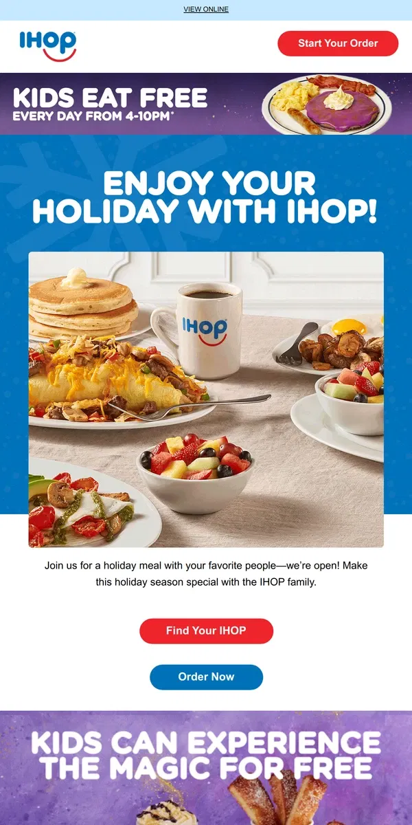 Email from IHOP. Have a merry IHOPPY Holiday 🌟