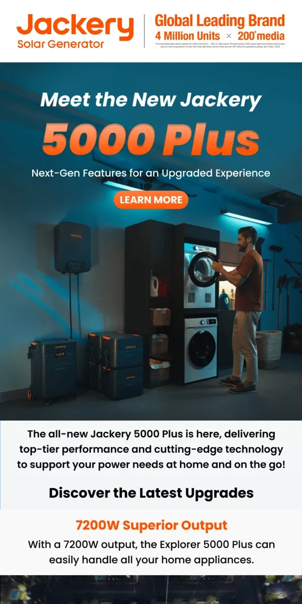 Email from Jackery. 😎Discover the Upgraded Jackery 5000 Plus – Unmatched Power and Versatility!