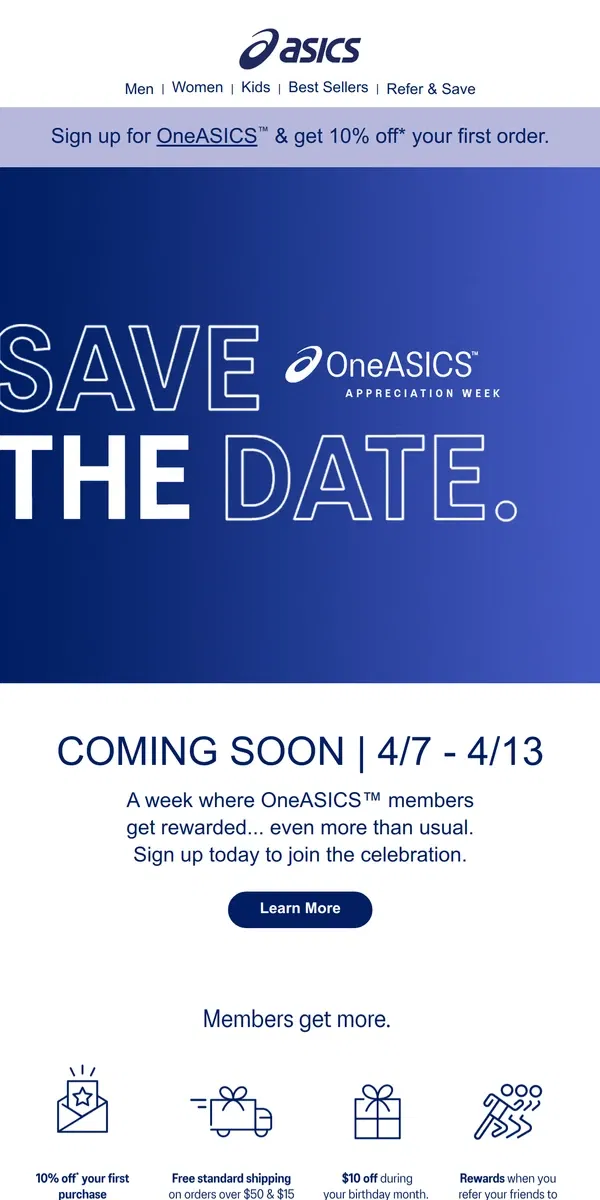 Email from ASICS. Exclusive deals are on the way...