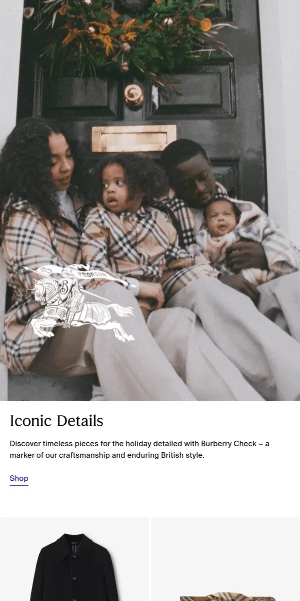 Email from Burberry. Classic styles for Thanksgiving weekend