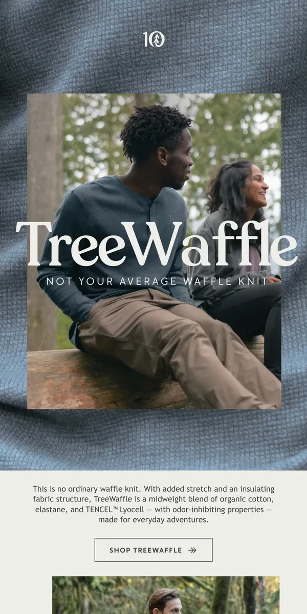 Email from tentree. Not Your Average Waffle Knit