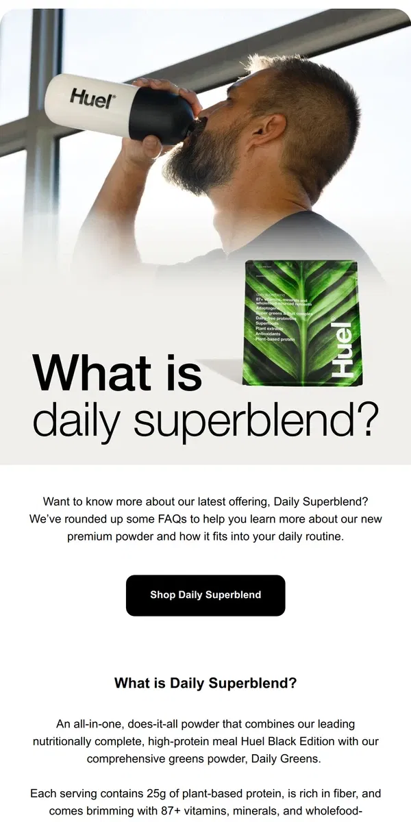 Email from Huel. What is Daily Superblend?