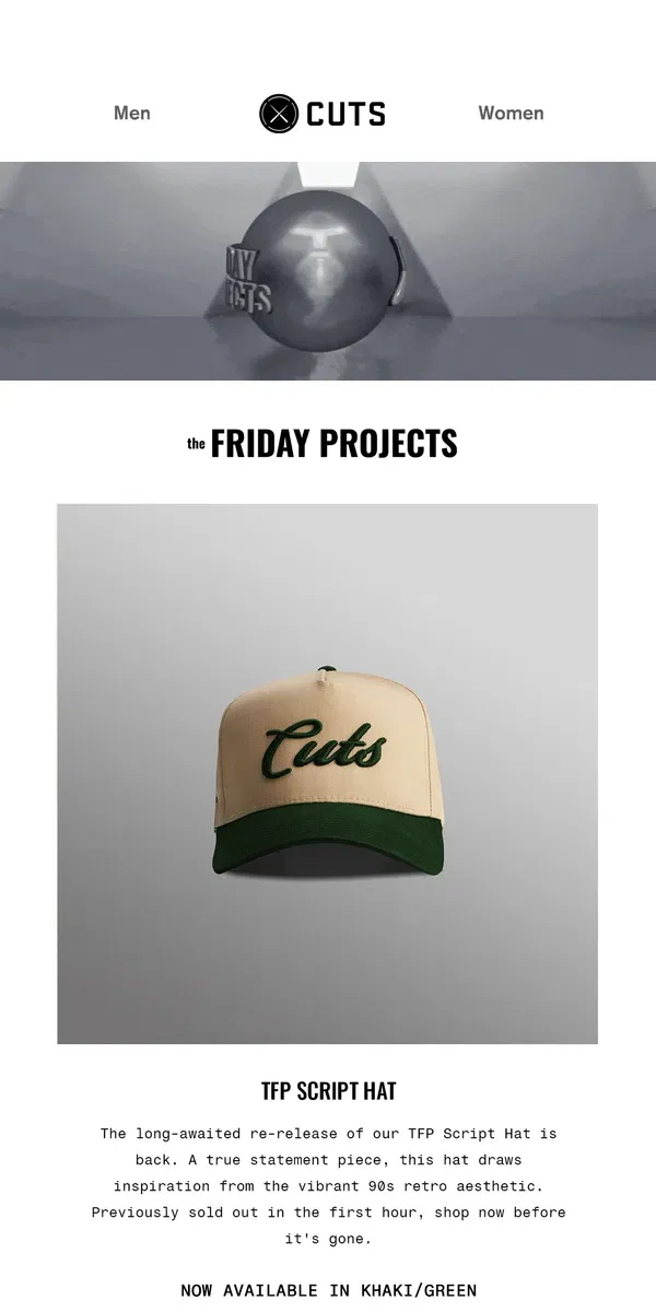 Email from Cuts. TFP Script Hat IS BACK