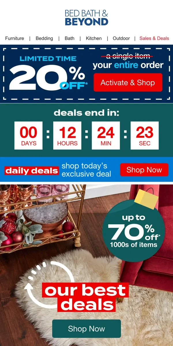 Email from Bed Bath & Beyond. Shop Our TOP Holiday Deals ✨🎄💫