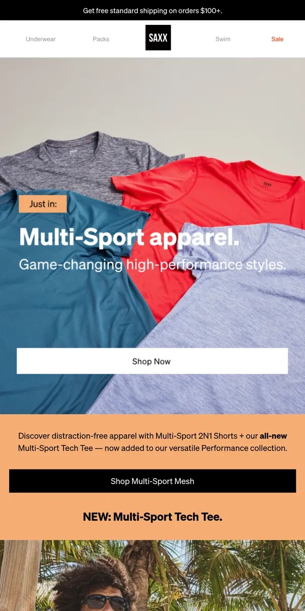 Email from SAXX Underwear. JUST DROPPED: Multi-Sport Apparel ➡️