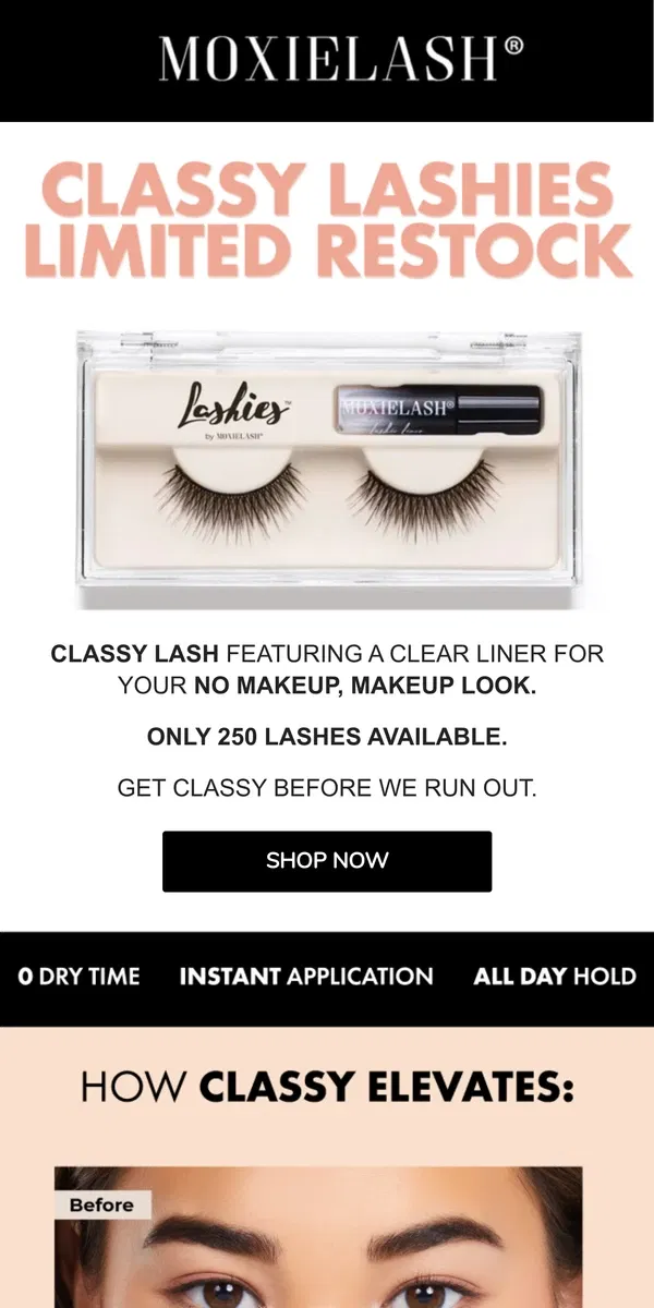 Email from MoxieLash. Your Favorite Lash is BACK. But Not For Long…