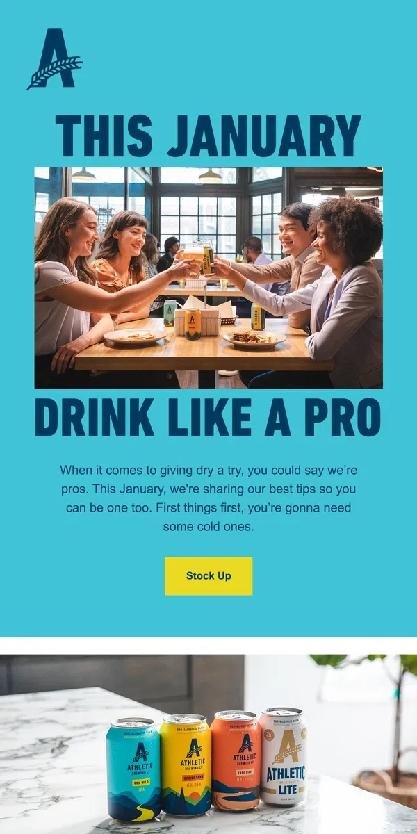 Email from Athletic Brewing Co. This January, Drink Like A Pro 🍻