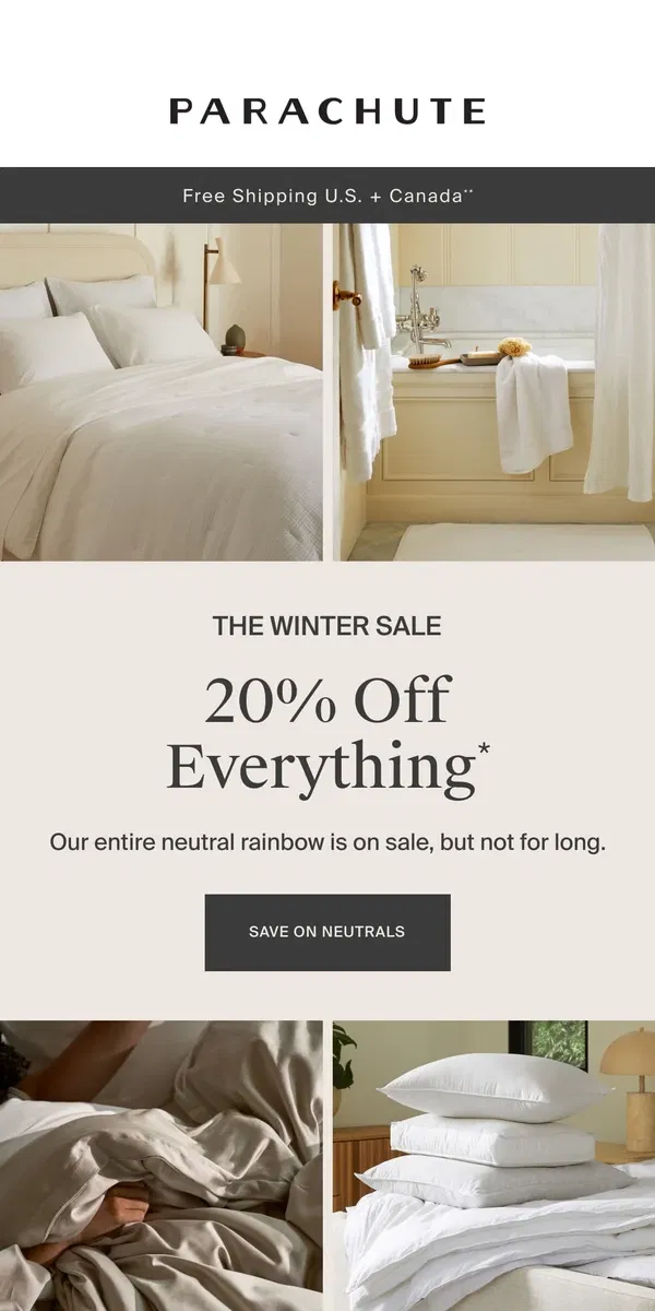 Email from Parachute Home. Save On All The Best Neutrals 🤍🤎