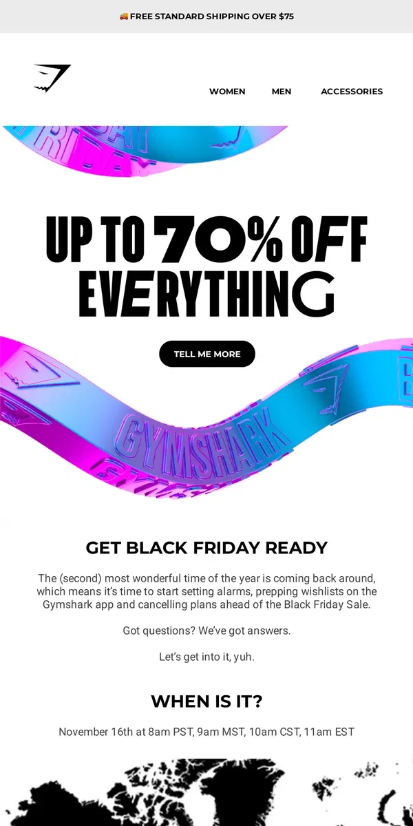 Email from Gymshark. Ready for the Black Friday Sale?