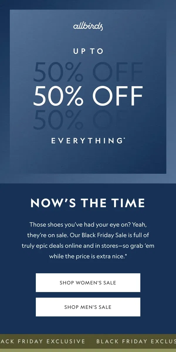 Email from Allbirds. Up To 50% Off Everything 🧨