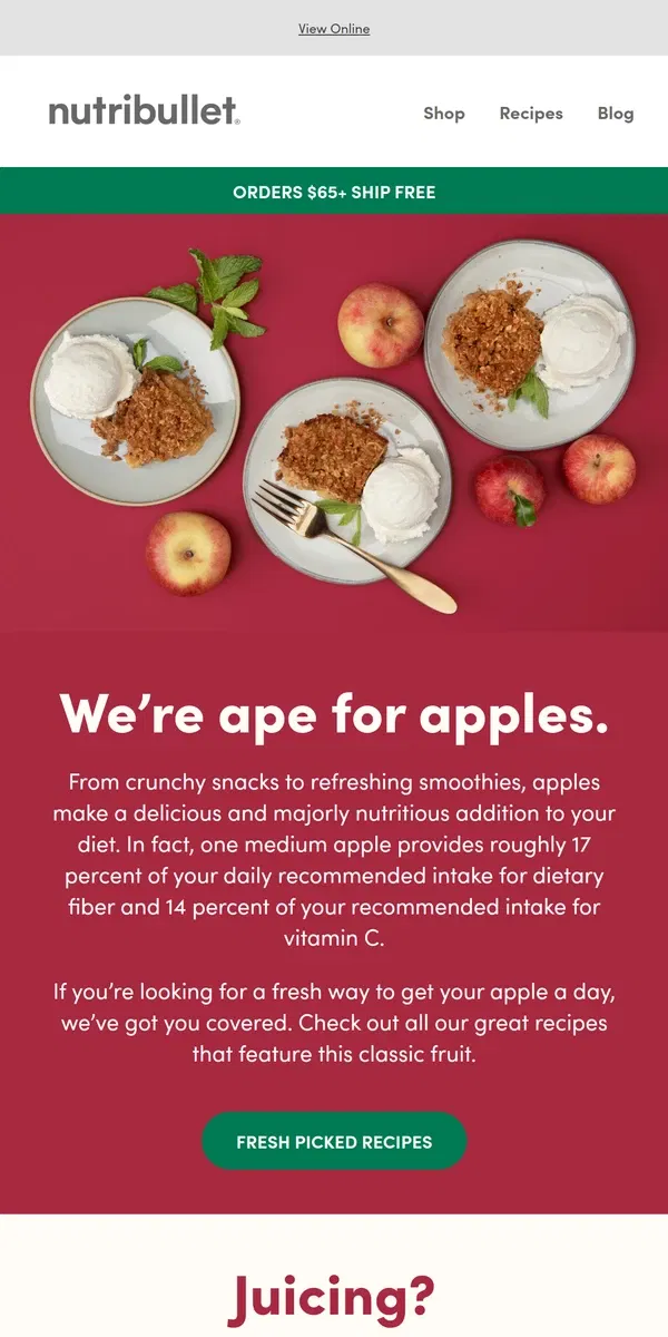 Email from nutribullet. The apple of our eye.