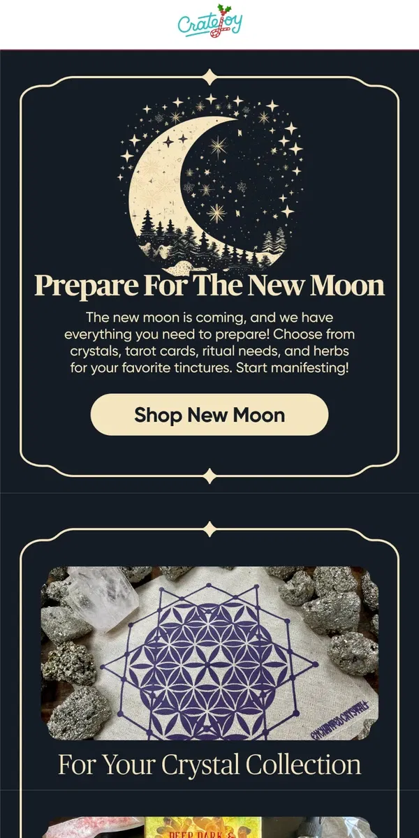 Email from Cratejoy. New Moon Magic Awaits! Discover Your Tools of Transformation