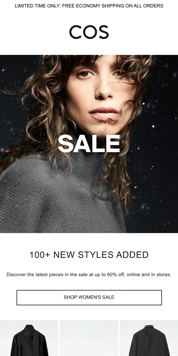 Email from COS. Sale: 100+ new styles added