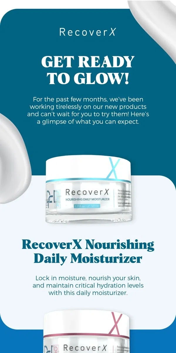 Email from Dermafacs Skincare. Get Excited: New Products Coming Soon!