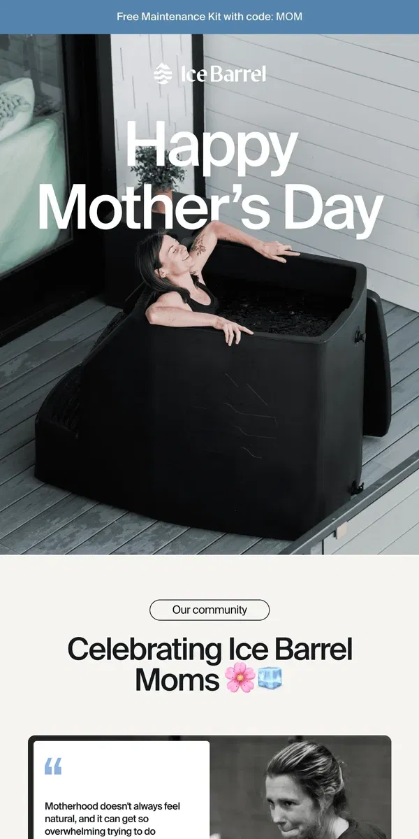 Email from Ice Barrel. Happy Mother's Day from Ice Barrel🧊