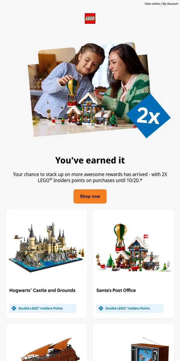 Email from Lego. Double points incoming