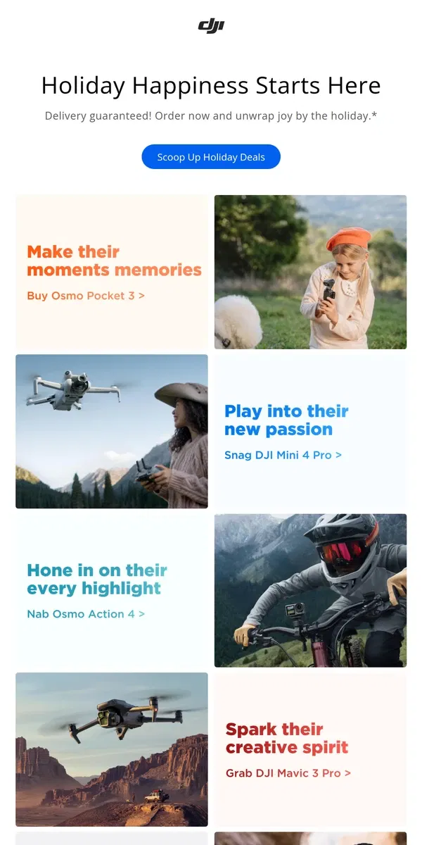 Email from DJI. Holiday Happiness Starts Here!