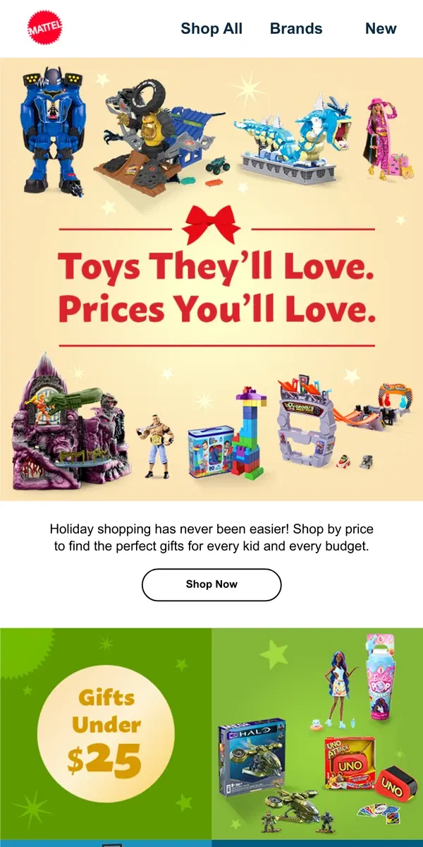 Email from Mattel Store. Find the Best Gifts for Any Budget!