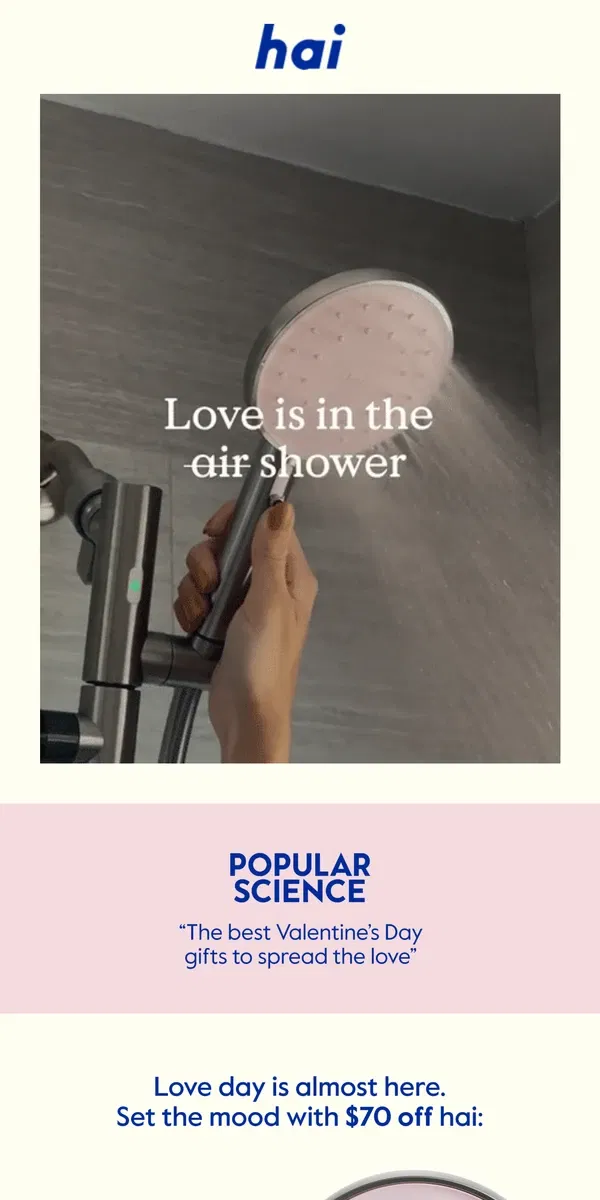 Email from hai. Fall in love with your shower 🚿💕