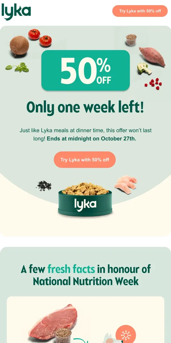 Email from Lyka. A 🎁 for your pup: 50% off Lyka