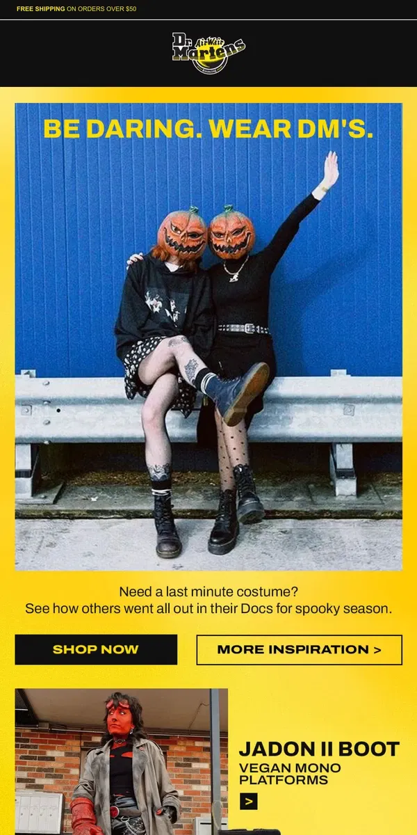 Email from Dr. Martens. Spooky style ideas, inspired by you