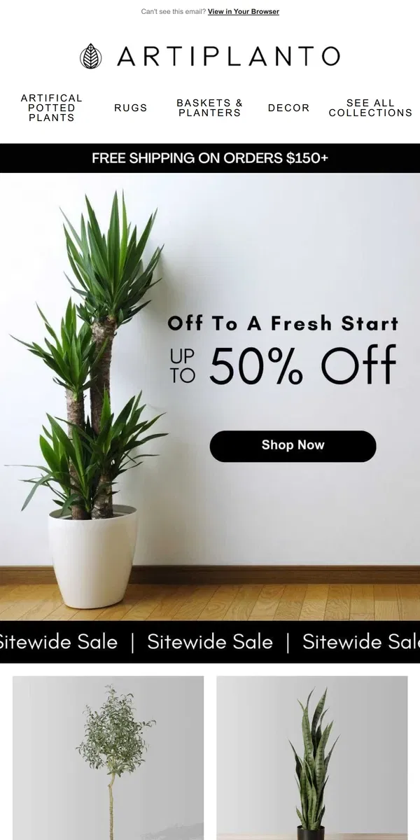 Email from Artiplanto. 🌿Sitewide Sale: Save Up To 50% Off