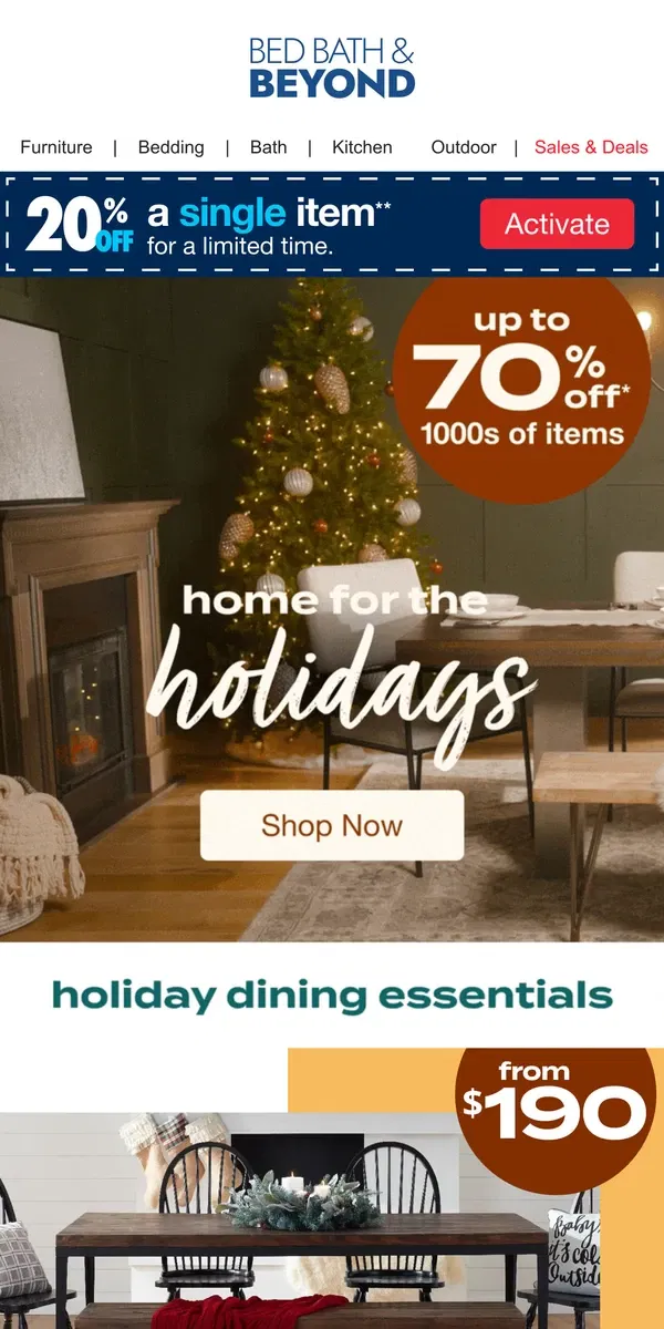 Email from Bed Bath & Beyond. Trending Now: Save BIG on Holiday Must-Haves ✨