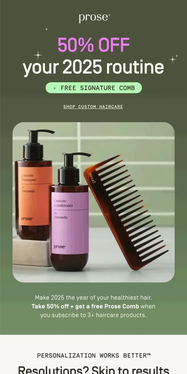 Email from Prose. 50% off + a free comb?