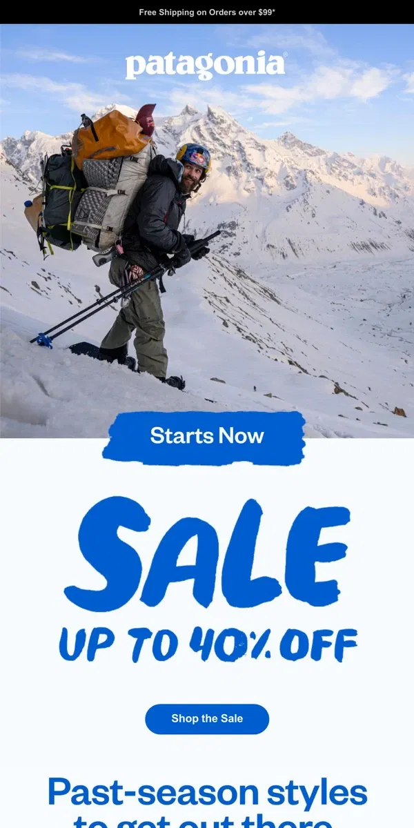 Email from Patagonia. Our winter sale starts now