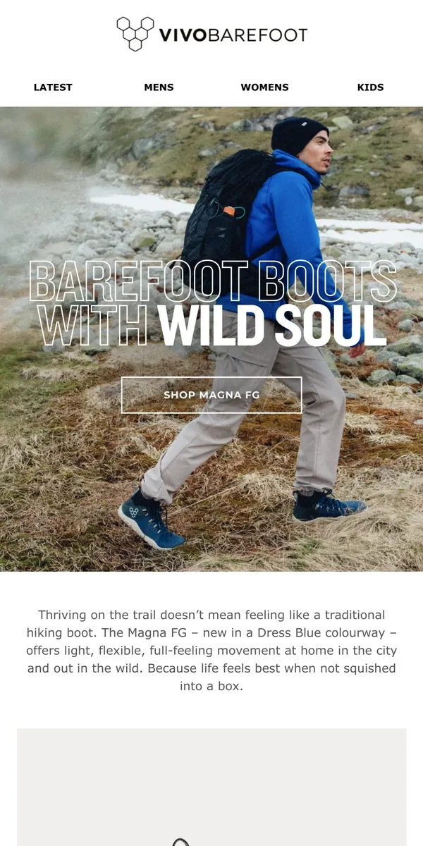 Email from Vivobarefoot. The new Magna FG: anywhere, everyday