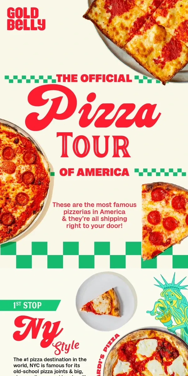 Email from Goldbelly. America’s Most Iconic Pizza Shops 🍕