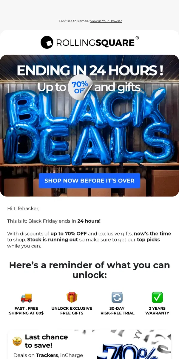 Email from Rolling Square. Black Friday ends soon! ⌛