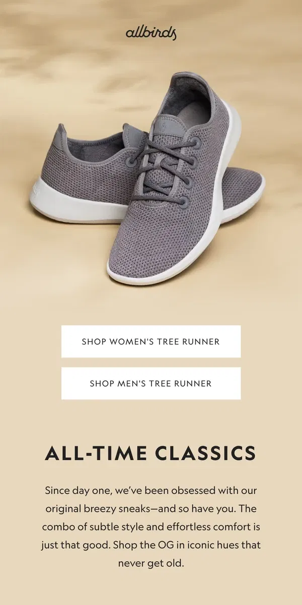 Email from Allbirds. Breezy Shoes In Iconic Colors 👟