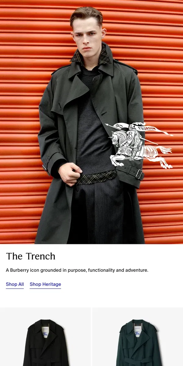 Email from Burberry. Trench coats