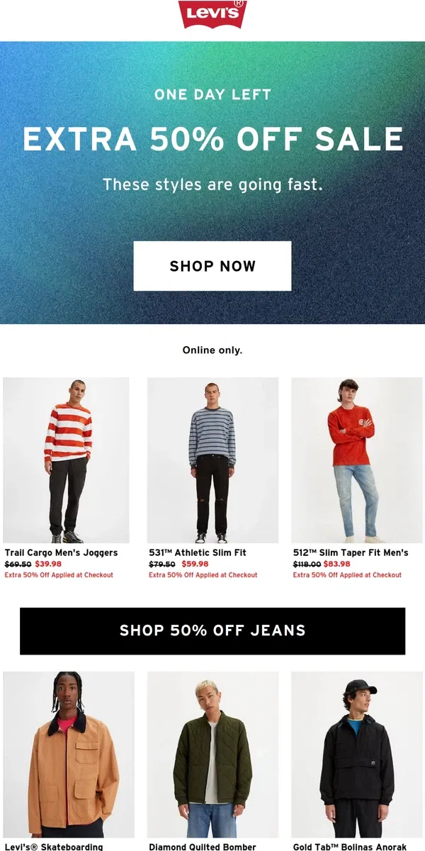 Email from Levi's. Even our sale is on sale