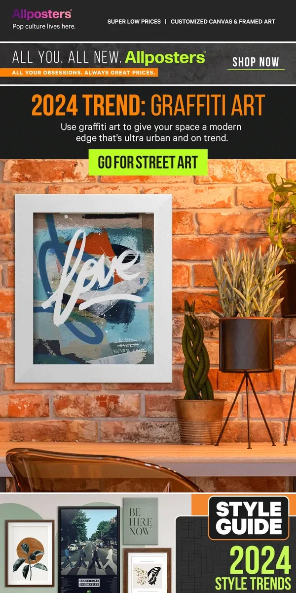 Email from AllPosters. Graffiti art is trending