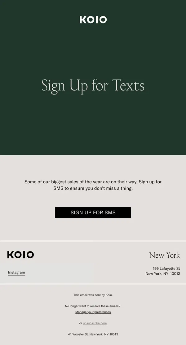 Email from Koio. It’s almost sale season