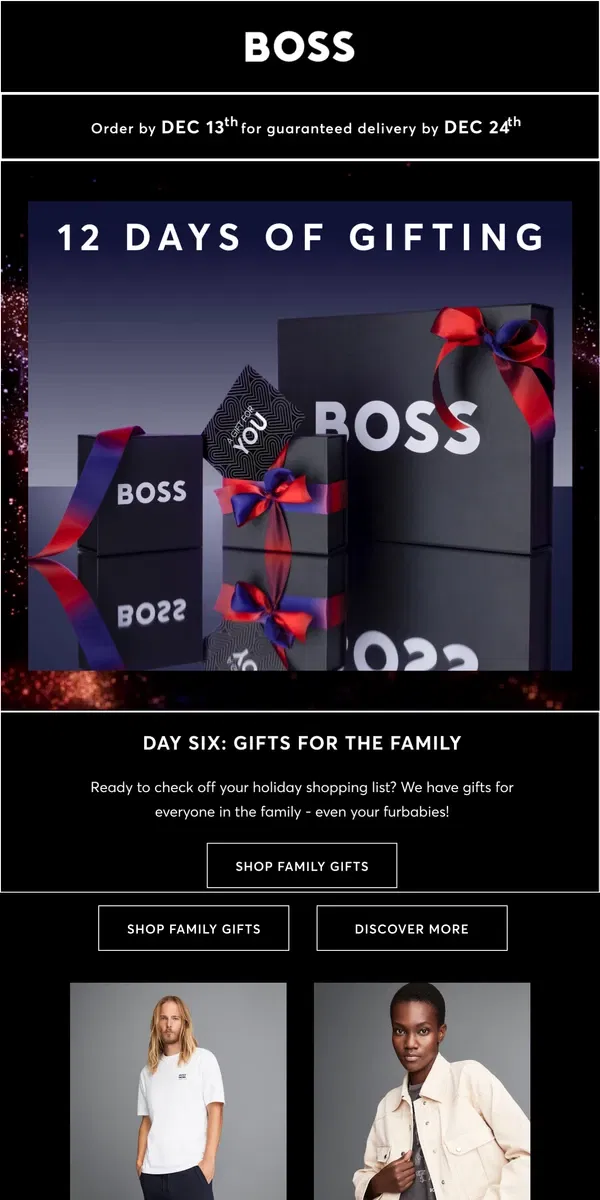 Email from HUGO BOSS. Day 6... Gifts for the whole fam