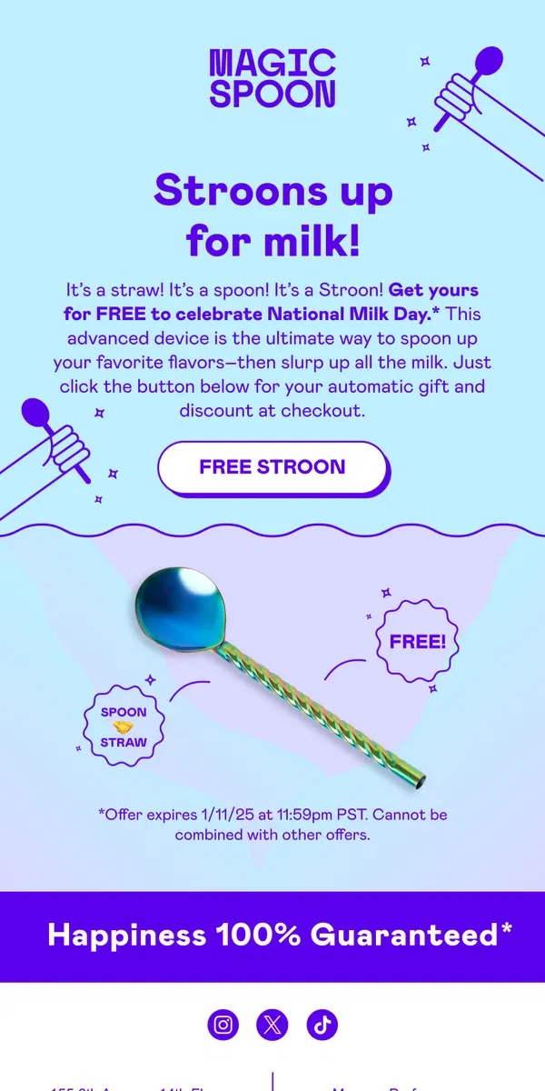 Email from Magic Spoon Cereal. It's National Milk Day – get a FREE Stroon!🥛