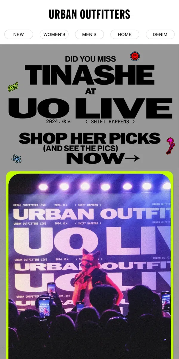 Email from Urban Outfitters. did you miss TINASHE at UO Live?