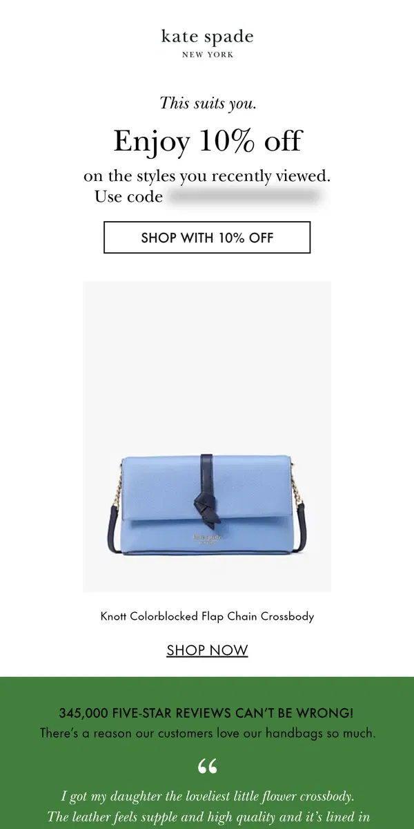 Email from Kate Spade. Make this special style yours