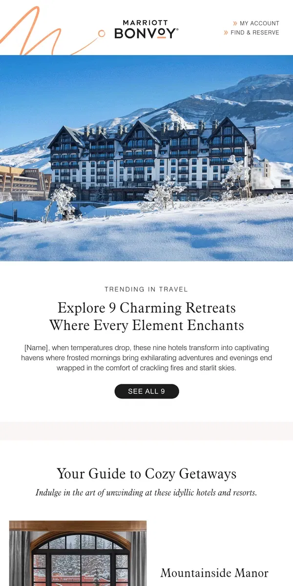 Email from Marriott Bonvoy. Adventure Never Hibernates in These 9 Winter Destinations