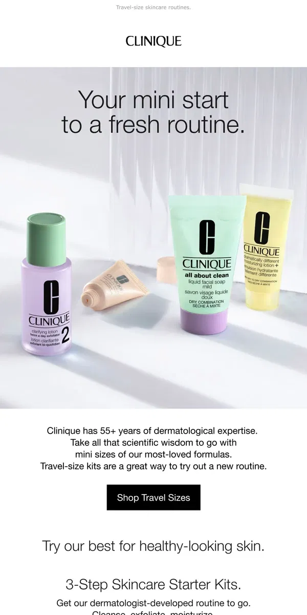 Email from Clinique. Starter kits for great skin 🌟