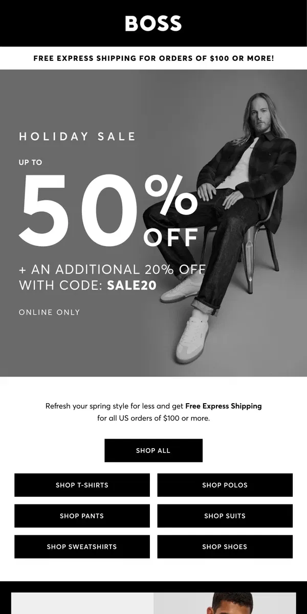 Email from HUGO BOSS. Extra 20% off ALL SALE