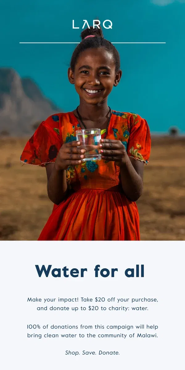 Email from LARQ. Honoring World Water Day