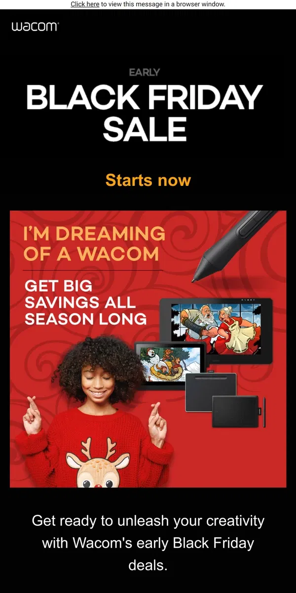 Email from Wacom. Unleash your creativity with Wacom's early Black Friday deals