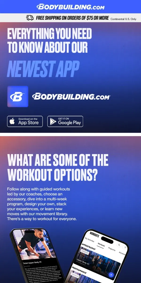 Email from Bodybuilding.com. What is the 💥NEW💥 Bodybuilding.com app?